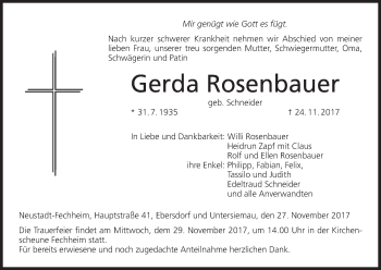 Anzeige von Gerda Rosenbauer von MGO