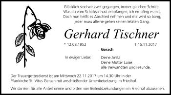Anzeige von Gerhard Tischner von MGO