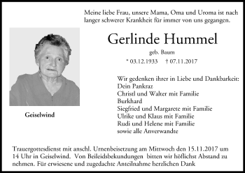 Anzeige von Gerlinde Hummel von MGO
