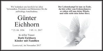 Anzeige von Günter Eichhorn von MGO