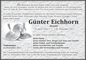 Anzeige von Günter Eichhorn von MGO