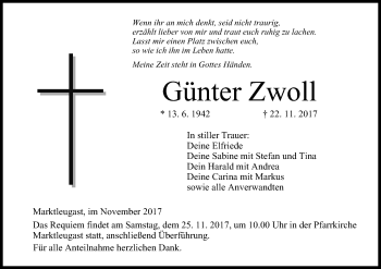 Anzeige von Günter Zwoll von MGO