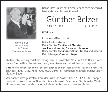 Anzeige von Günther Belzer von MGO