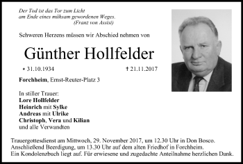 Anzeige von Günther Hollfelder von MGO