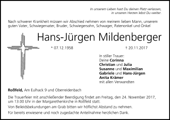 Anzeige von Hans-Jürgen Mildenberger von MGO