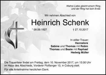 Anzeige von Heinrich Schenk von MGO