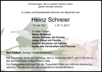 Anzeige von Heinz Schreier von MGO