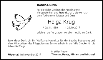 Anzeige von Helga Krug von MGO
