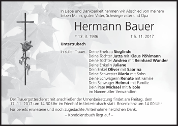 Anzeige von Hermann Bauer von MGO