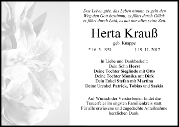 Anzeige von Herta Krauß von MGO