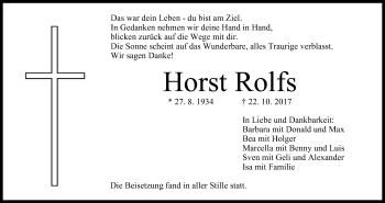 Anzeige von Horst Rolfs von MGO