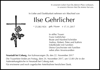 Anzeige von Ilse Gehrlicher von MGO