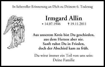 Anzeige von Irmgard Allin von MGO
