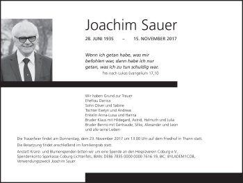 Anzeige von Joachim Sauer von MGO