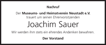 Anzeige von Joachim Sauer von MGO