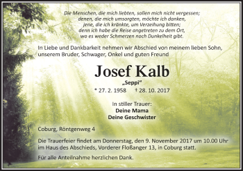 Anzeige von Josef Kalb von MGO