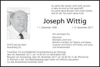Anzeige von Joseph Wittig von MGO