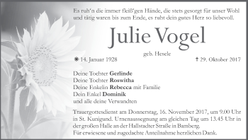 Anzeige von Julie Vogel von MGO