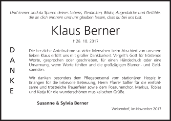 Anzeige von Klaus Berner von MGO
