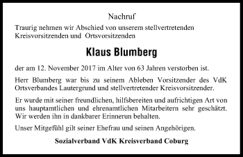 Anzeige von Klaus Blumberg von MGO