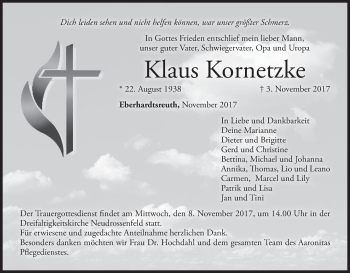 Anzeige von Klaus Kornetzke von MGO