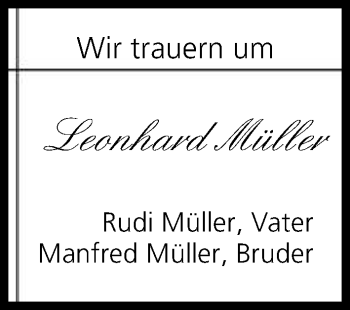Anzeige von Leonhard  Müller von MGO