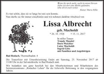 Anzeige von Lissa Albrecht von MGO
