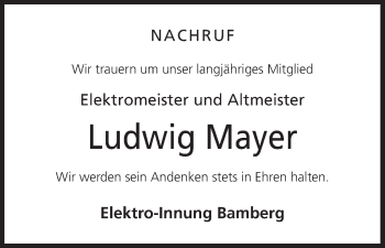 Anzeige von Ludwig Mayer von MGO