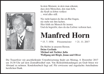 Anzeige von Manfred Horn von MGO