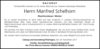 Anzeige von Manfred Schelhorn von MGO