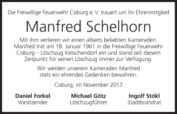 Anzeige von Manfred Schelhorn von MGO