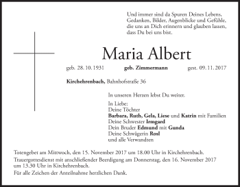 Anzeige von Maria Albert von MGO