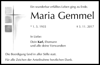 Anzeige von Maria Gemmel von MGO