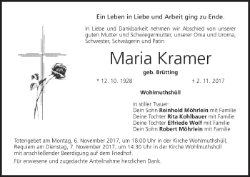 Anzeige von Maria Kramer von MGO