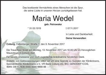 Anzeige von Maria Wedel von MGO