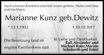 Anzeige von Marianne Kunz von MGO