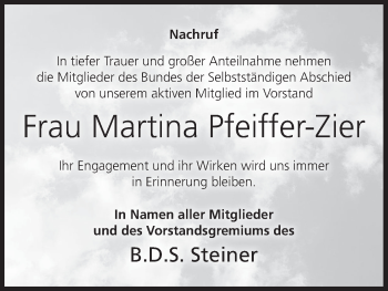 Anzeige von Martina Pfeiffer-Zier von MGO