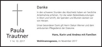 Anzeige von Paula Trautner von MGO