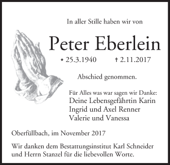 Anzeige von Peter Eberlein von MGO