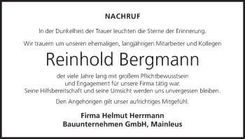 Anzeige von Reinhold Bergmann von MGO