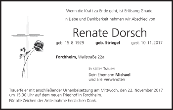 Anzeige von Renate Dorsch von MGO