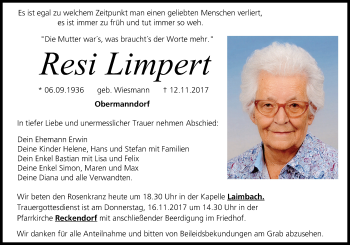 Anzeige von Resi Limpert von MGO