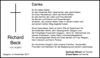 Anzeige von Richard Beck von MGO