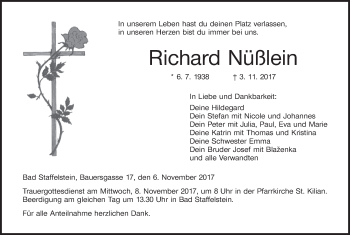 Anzeige von Richard Nüßlein von MGO