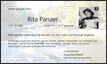 Anzeige von Rita Panzer von MGO