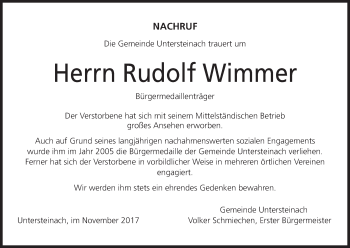 Anzeige von Rudolf Wimmer von MGO