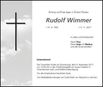 Anzeige von Rudolf Wimmer von MGO