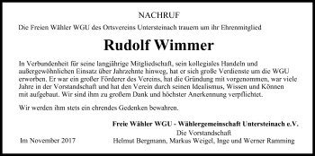 Anzeige von Rudolf Wimmer von MGO