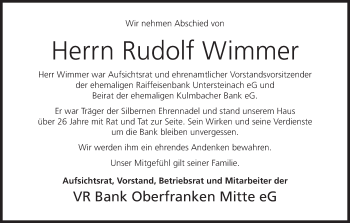 Anzeige von Rudolf Wimmer von MGO
