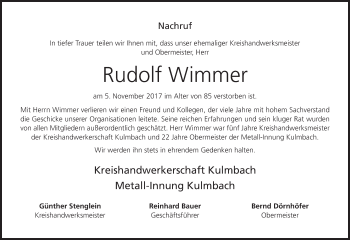 Anzeige von Rudolf Wimmer von MGO